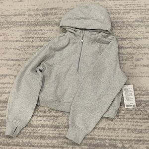 NWT Lululemon Scuba Oversized 1/2 Zip Hoodie in heathered light grey
